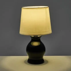 Lampka nocna ceramiczna biało-czarna 26 cm * HowHomely Best