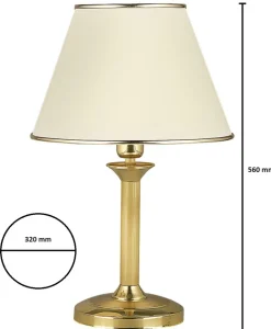 Lampka Nocna CLASSIC Złoty Ecru Abażur 1xE27 56cm * Jupiter Clearance