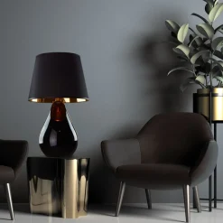 Lampka Nocna LACRIMA Czarny Złoty Abażur 67cm * TK Lighting
