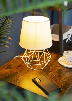 Lampka nocna stołowa Diament biała * Bodek Sale