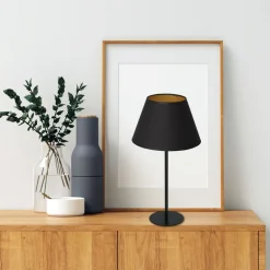 Lampka Stołowa ARDEN Czarny Złoty Abażur Stożek 1xE27 56cm * Luminex Best