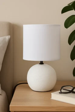 Lampka stołowa Timeo Biała żłobienia * Atmosphera Outlet