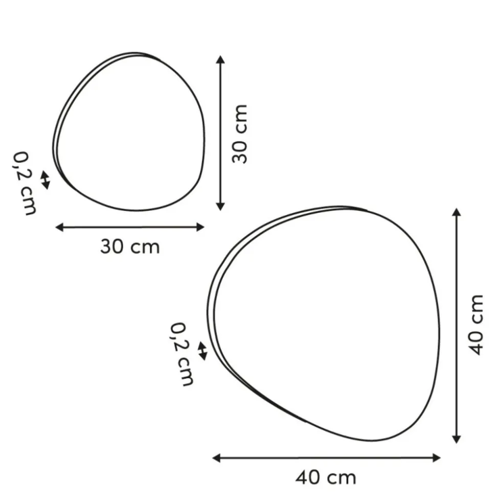 Lustro ścienne 2 szt. 40 cm Pebble