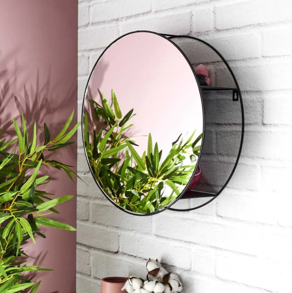 Lustro ścienne z półkami LOFT ROUND