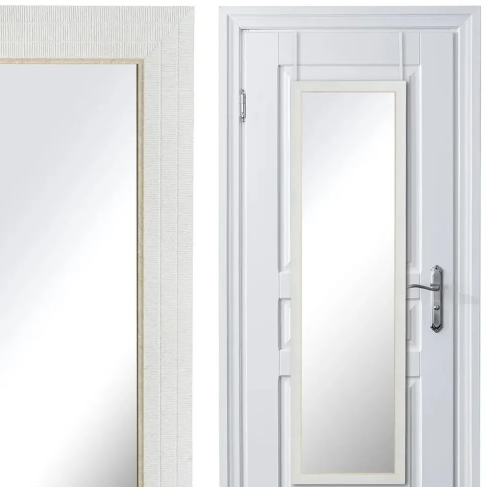 Lustro zawieszane na drzwi lub ścianę białe zdobione 126 cm