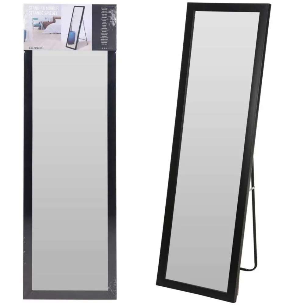 Lustro stojące podłogowe w czarnej ramie 125x36 cm * H&S Decoration Clearance