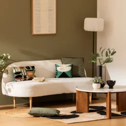 Mała sofa biała boucle Insi