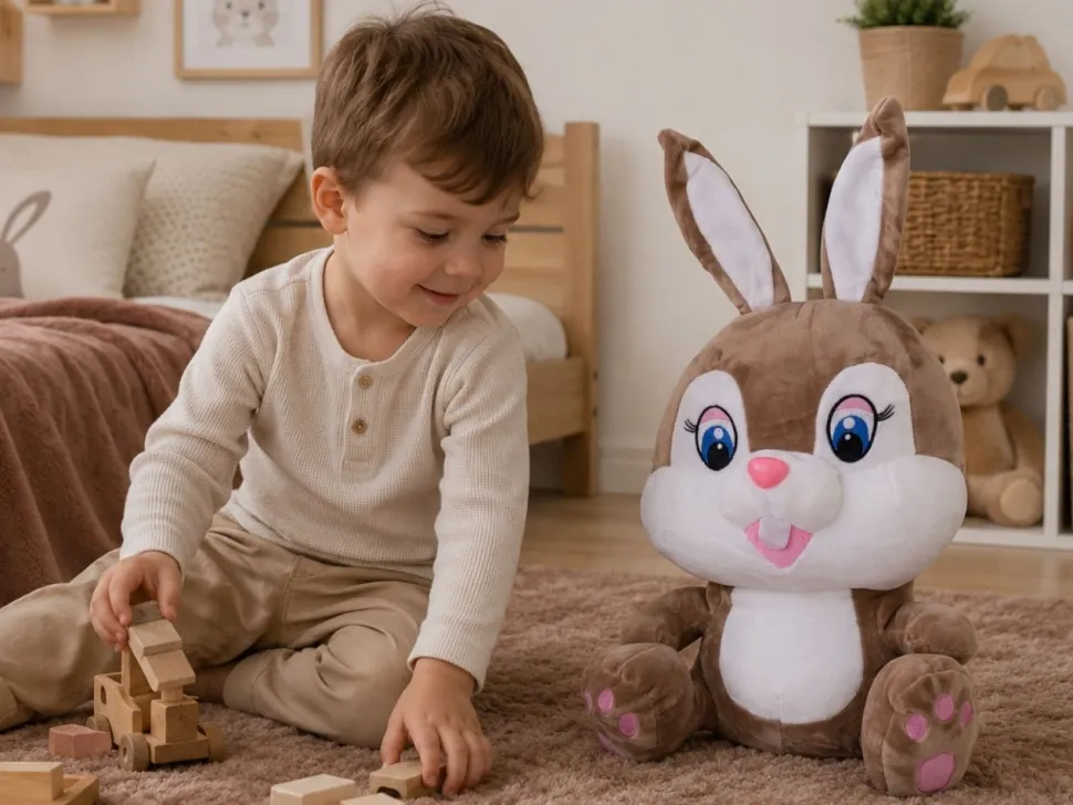 Maskotka z kocykiem ZAJĄC 50 cm koc 160x110 cm