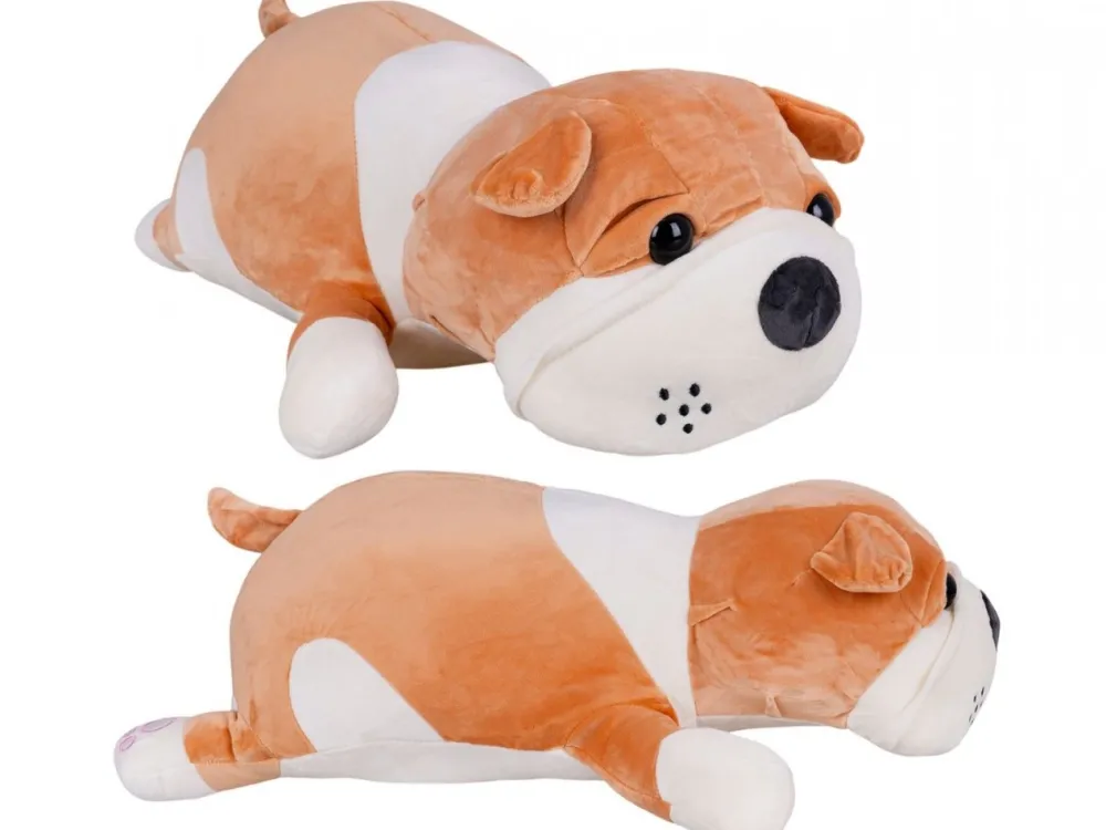 Maskotka z kocykiem BULDOG brąz 50 cm koc 160x110 cm * HowHomely Clearance