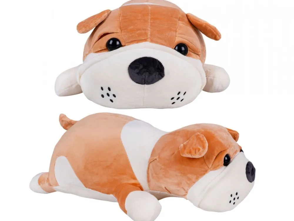 Maskotka z kocykiem BULDOG brąz 50 cm koc 160x110 cm * HowHomely Clearance