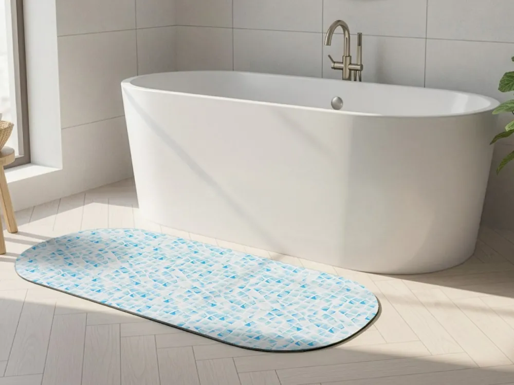 Mata łazienkowa absorbująca RAVENNE 45x100 cm niebieska mozaika * TENDANCE Online
