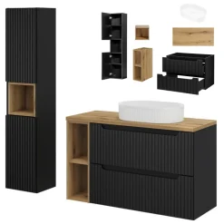 Meble łazienkowe Rilla Black z umywalką * HowHomely Clearance