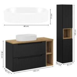 Meble łazienkowe Rilla Black z umywalką * HowHomely Clearance