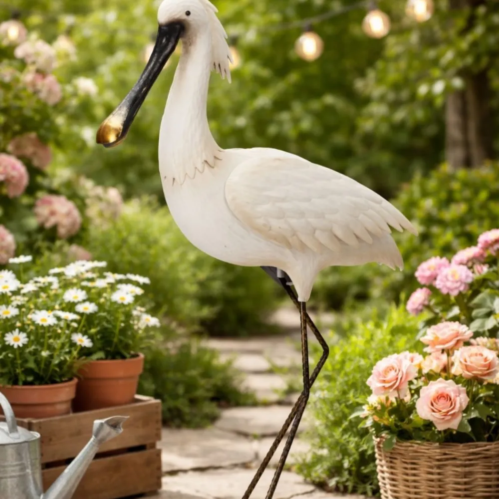 Metalowa dekoracja ogrodowa czapla stojąca AVES GARDEN 74 cm * HowHomely Sale