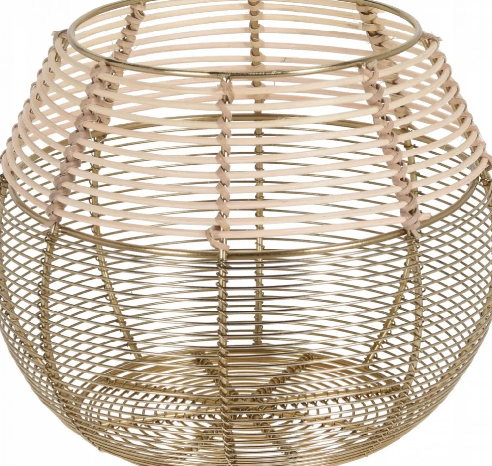 Metalowo-rattanowy druciany lampion złoty 20 cm * H&S Decoration New