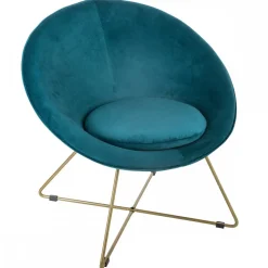 Metalowy fotel Evan Blue Velvet
