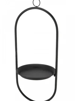 Metalowy czarny kwietnik wiszący z podstawką pojedynczy * Esschert Design Clearance