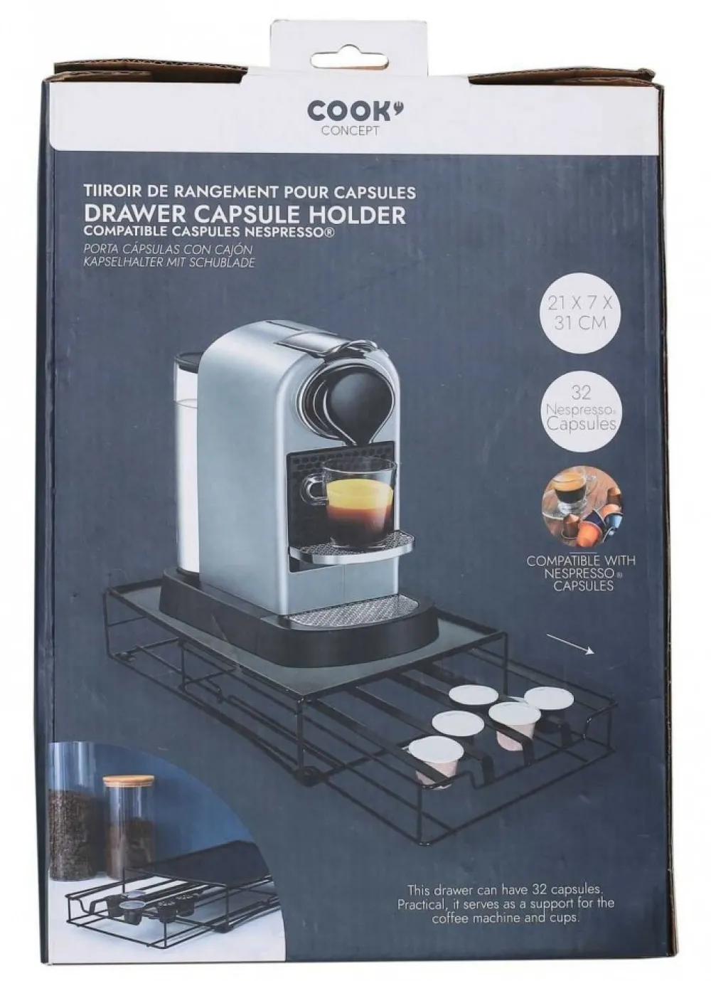 Metalowy organizer CAPSFRAME z szufladą * HowHomely Discount