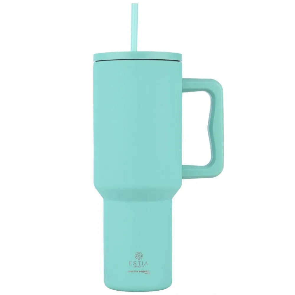 Miętowy kubek termiczny ze słomką 1200 ml Bermuda Green * Estia Best