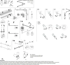 Narożna Lampa Sufitowa Spot MONO Biały Złoty 8xGU10 2x2m