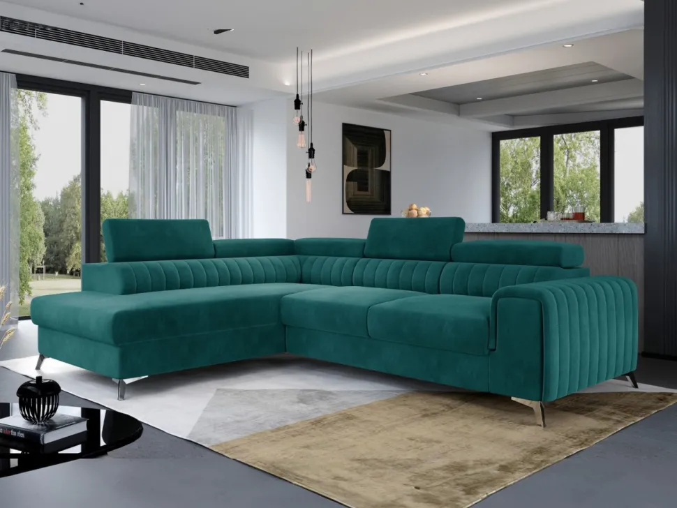 Narożnik Laurence L Mat Velvet 75 ciemny zielony