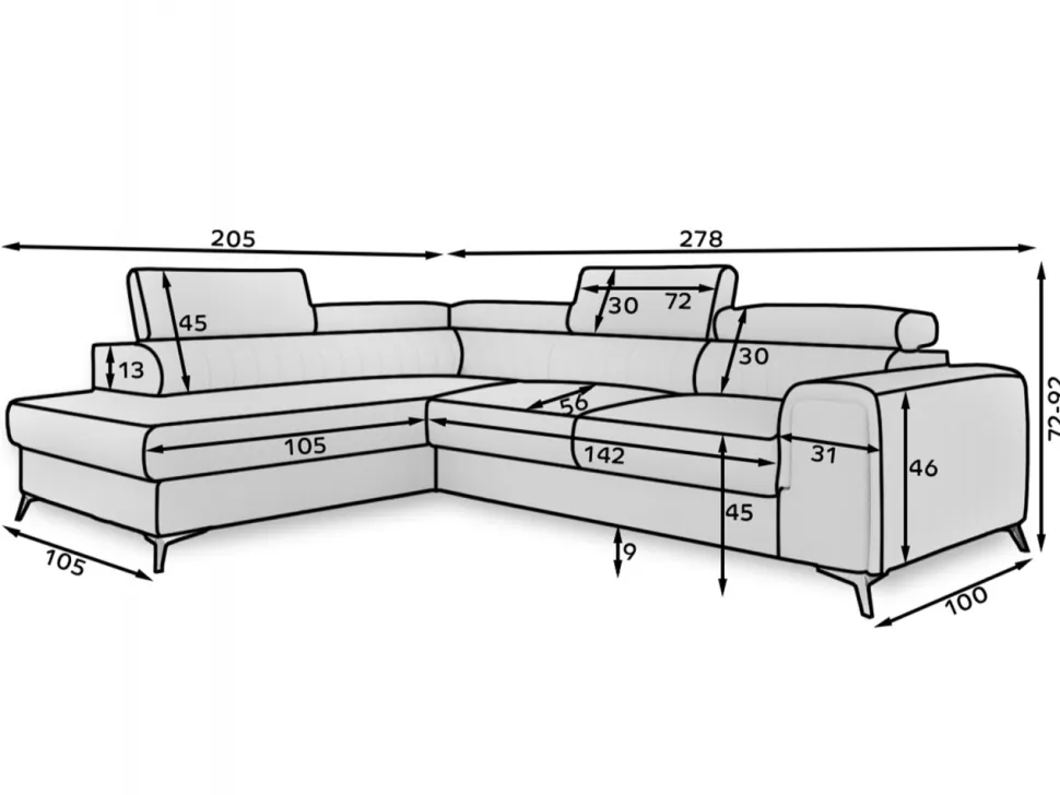Narożnik Laurence P Monolith 84 szary