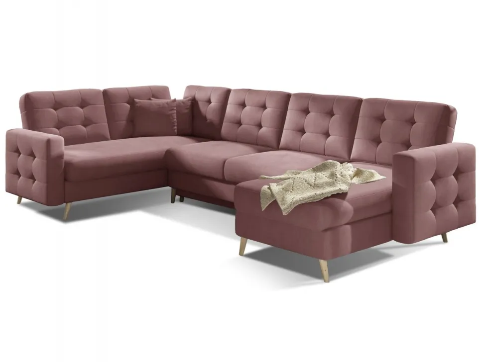 Narożnik z funkcją spania Asgard U Mat Velvet 63 róż
