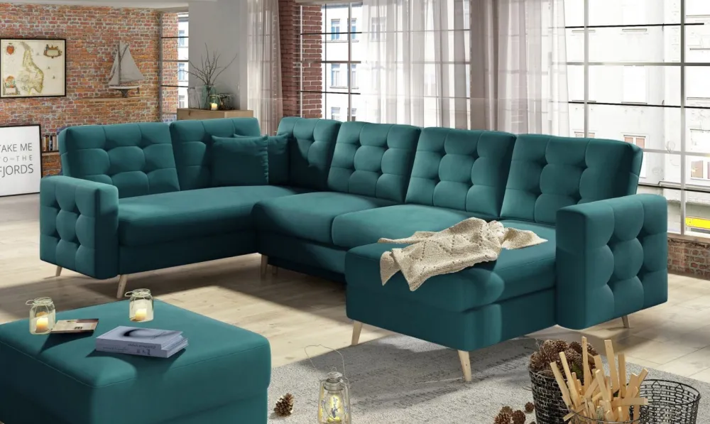 Narożnik z funkcją spania Asgard U Mat Velvet 75 zielony * Eltap Online
