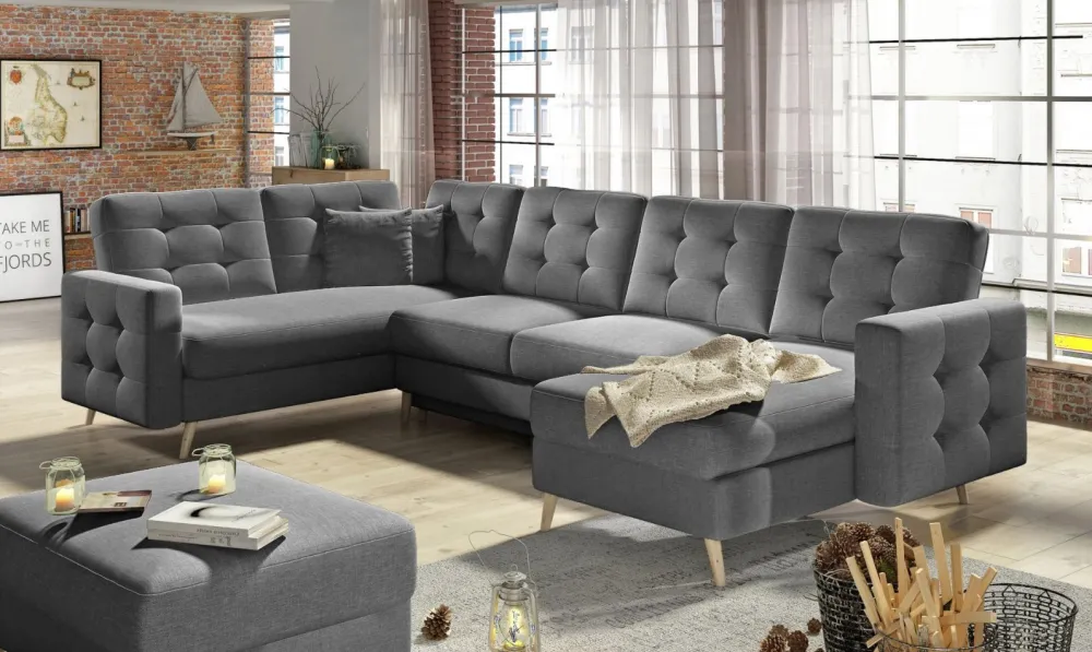 Narożnik z funkcją spania Asgard U Sawana 05 ciemny szary * Eltap Outlet