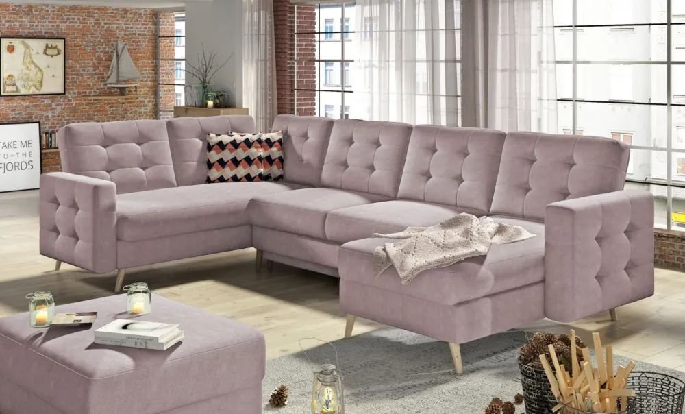 Narożnik z funkcją spania Asgard U Soro 61, Zigzag 60 różowy * Eltap Outlet
