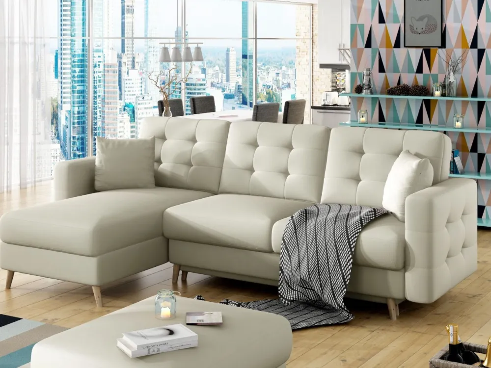 Narożnik z funkcją spania Asgard L Soft 33 beżowy * Eltap Discount