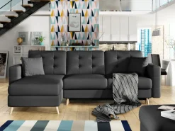 Narożnik z funkcją spania Asgard L Soft 11 czarny * Eltap Discount