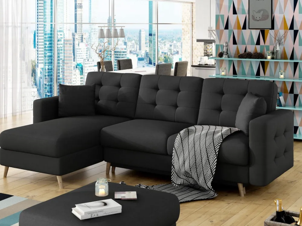 Narożnik z funkcją spania Asgard L Sawana 14 czarny * Eltap Outlet