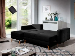 Narożnik z funkcją spania Asgard L Sawana 14 czarny * Eltap Outlet