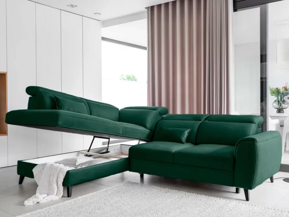 Narożnik z funkcją spania Noble L Nube 35 ciemny zielony * Eltap Discount