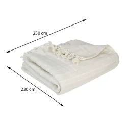 Narzuta na łóżko 230x250 frędzle kremowa * Atmosphera Online