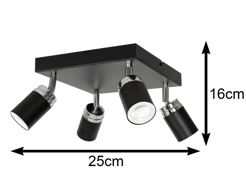 Nowoczesna lampa sufitowa czarna Reno x4 * Luminex Hot