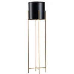 Nowoczesny kwietnik metalowy stojak złoto czarny 95 cm