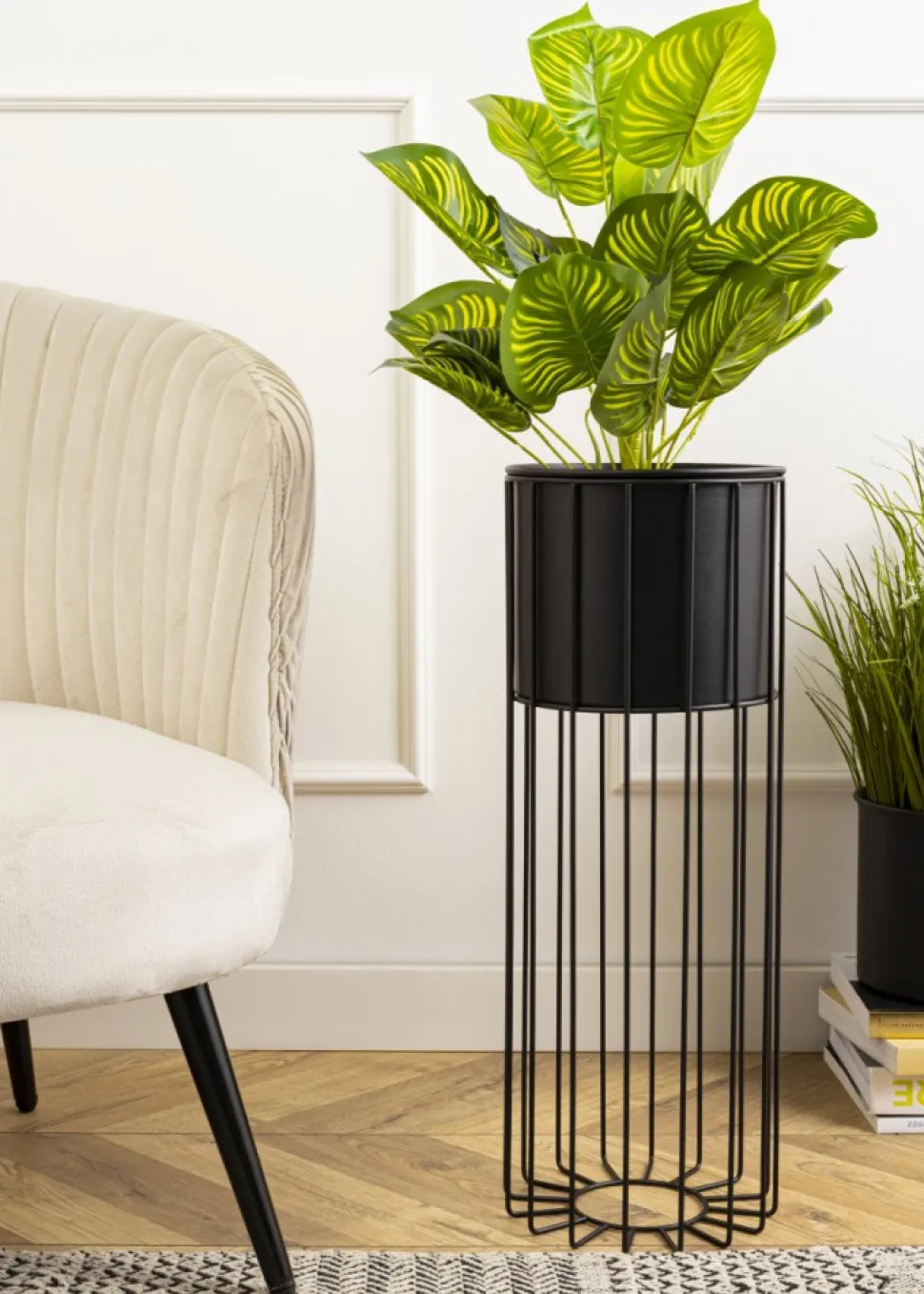 Nowoczesny kwietnik z osłonką 55 cm LOFT metalowy