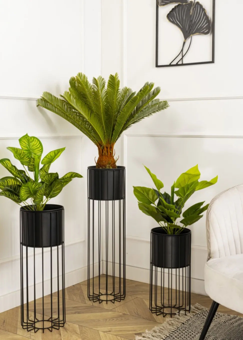 Nowoczesny kwietnik z osłonką 70 cm LOFT metalowe