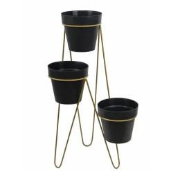Nowoczesny potrójny kwietnik 95 cm złoty GLAM