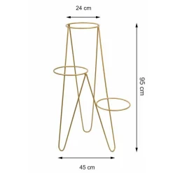 Nowoczesny potrójny kwietnik 95 cm złoty GLAM