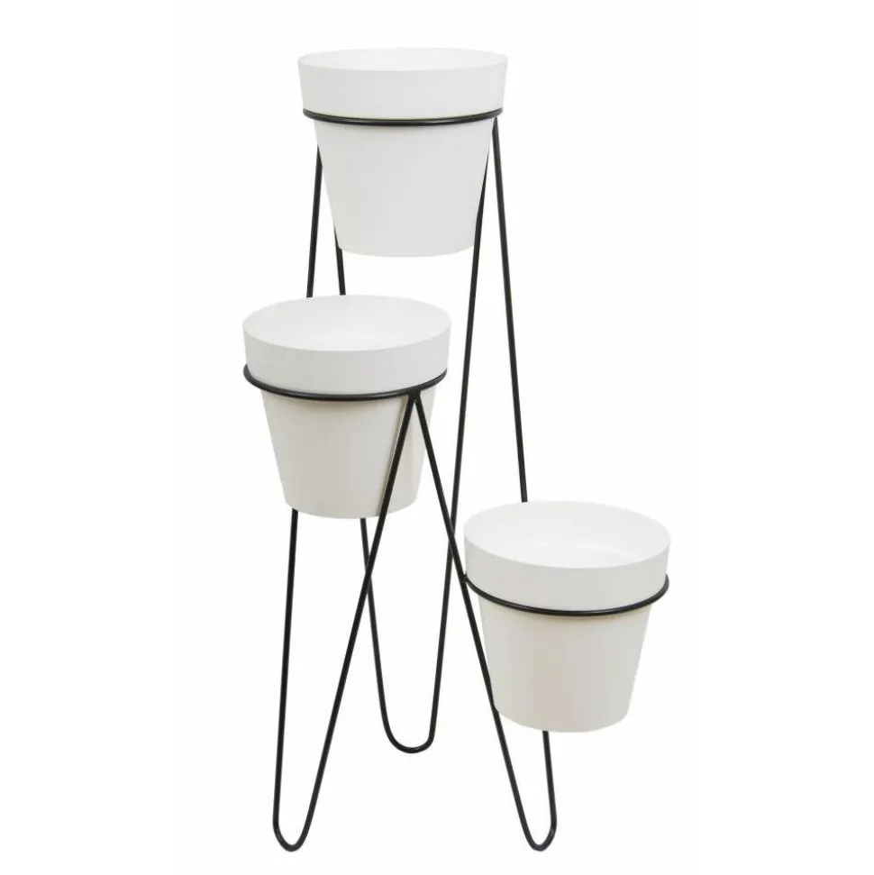 Nowoczesny potrójny kwietnik 95 cm czarny LOFT