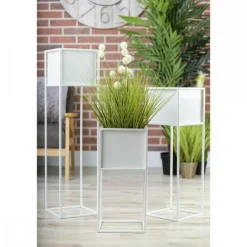 Nowoczesny kwietnik stojak biały 70 cm GLAM * HowHomely Online