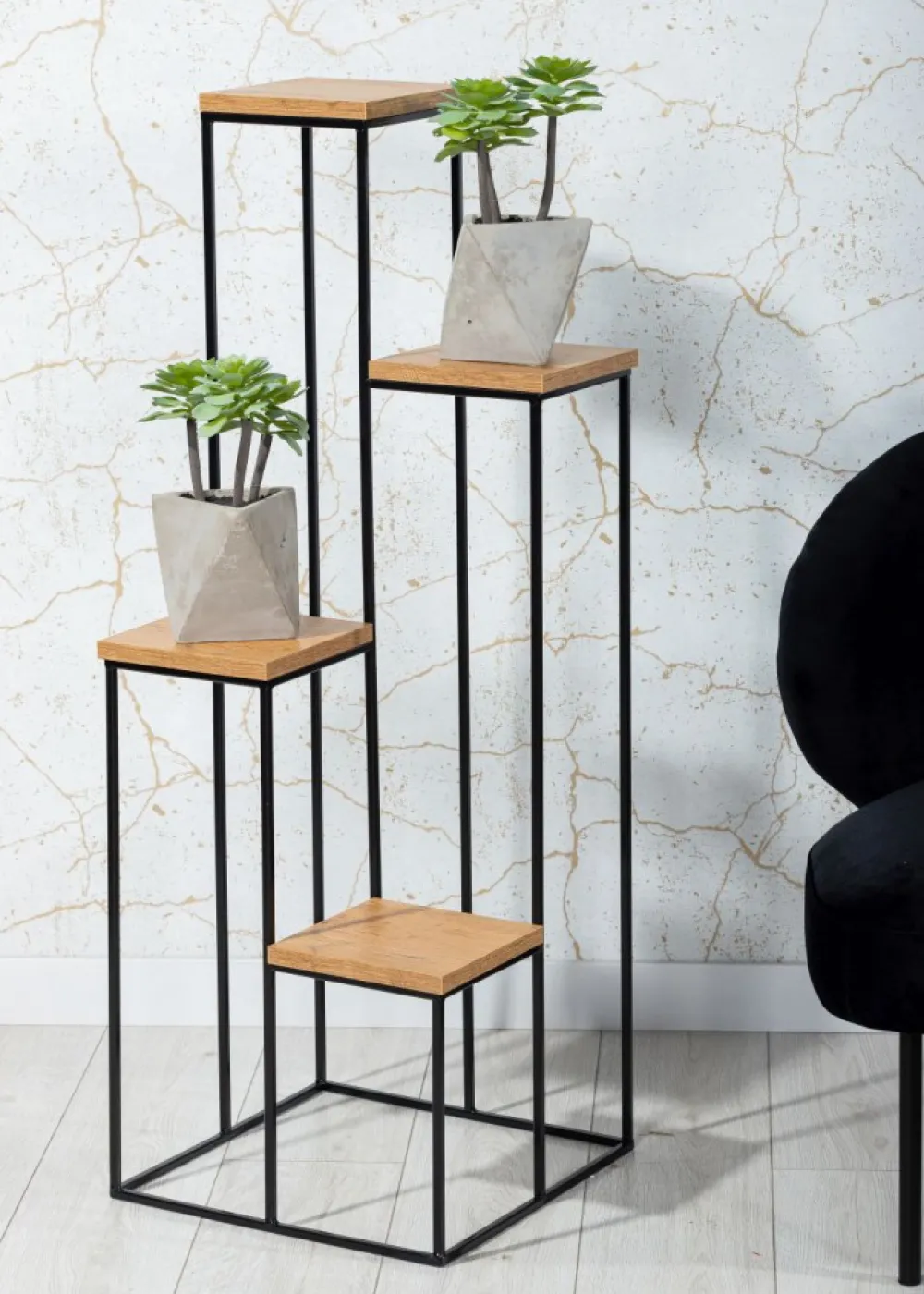 Nowoczesny kwietnik stojak 110 cm czarny LOFT * HowHomely Hot