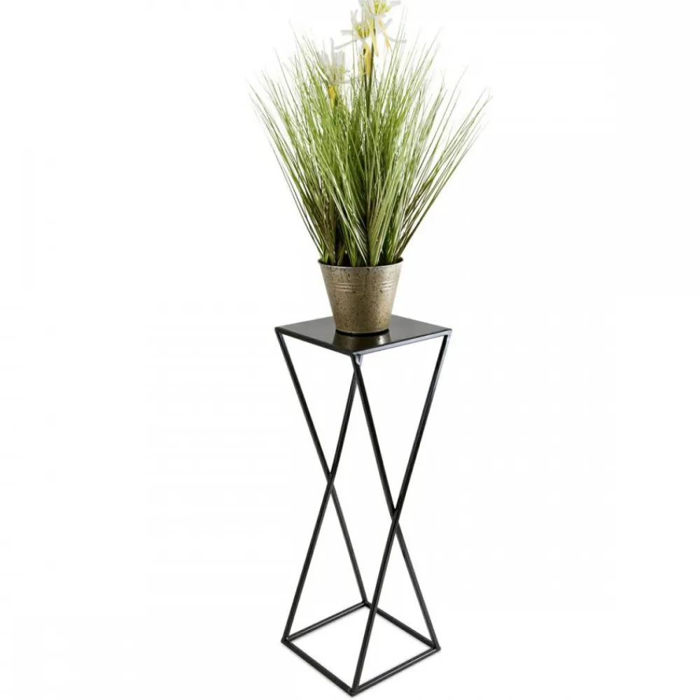 Nowoczesny kwietnik stojący 70 cm czarny LOFT * HowHomely