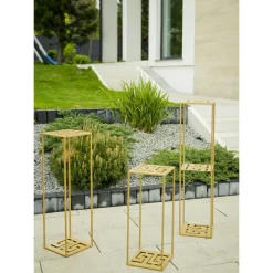 Nowoczesny stojący kwietnik 60 cm złoty * HowHomely