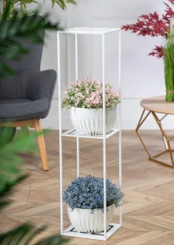 Nowoczesny stojący kwietnik 100 cm biały LOFT * HowHomely
