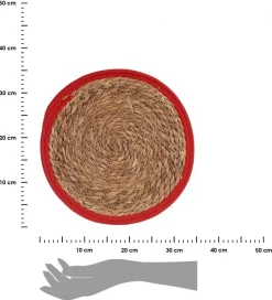 Okrągła podkładka pleciona 35 cm czerwony brzeg * KINVARA New