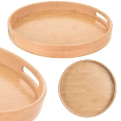 Okrągła taca bambusowa z rączkami 40 cm * Excellent Houseware New